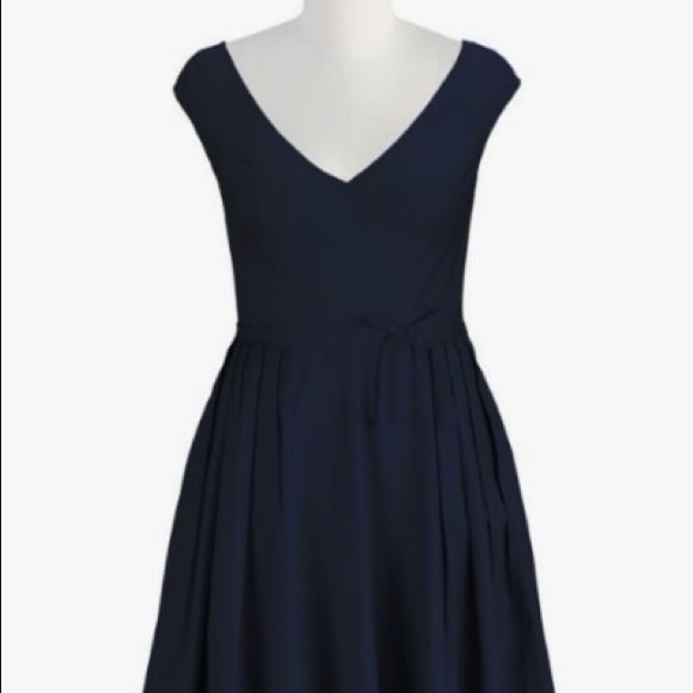 Eshakti Navy Blue Dress Retro Style